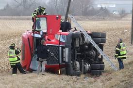Photos: Truck rolls over on Lincoln Highway in Cortland