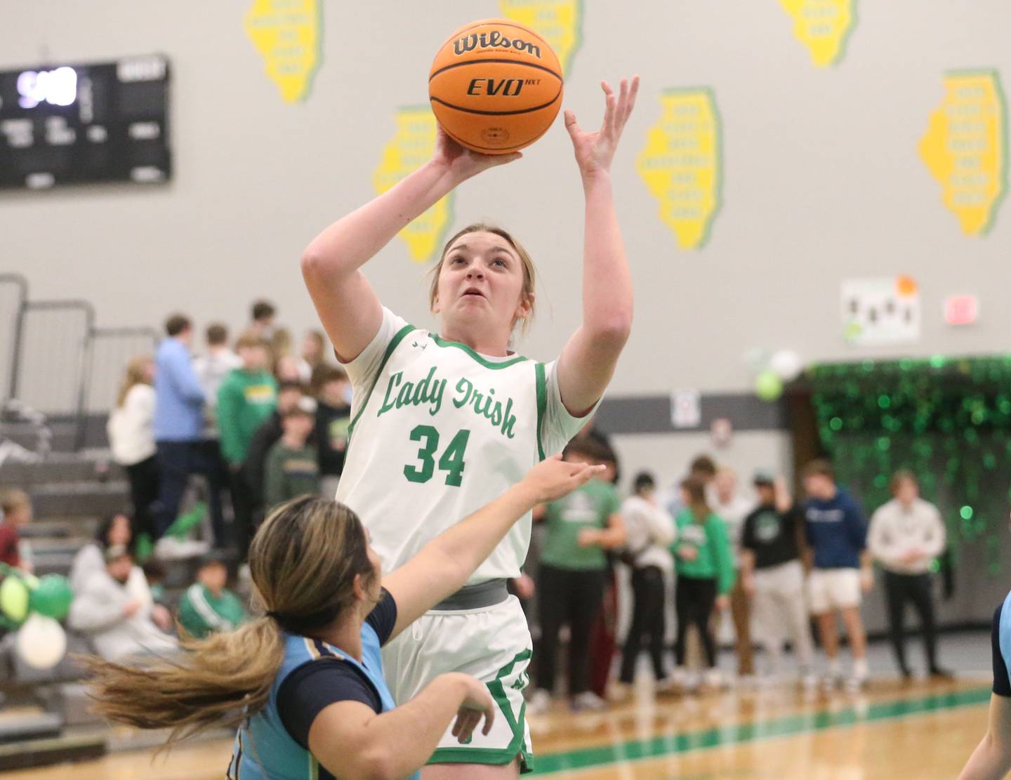 Seneca's Tessa Krull shoots a jump shot over Marquette's Sonya Mitre on Thursday, Feb. 5, 2026 at Seneca High School.
