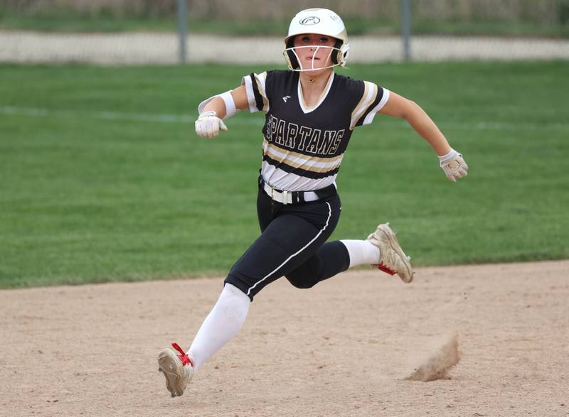 Sycamore's Addison McLaughlin runs the bases during their game against Ottawa Thursday, May 2, 2024, at Sycamore High School.