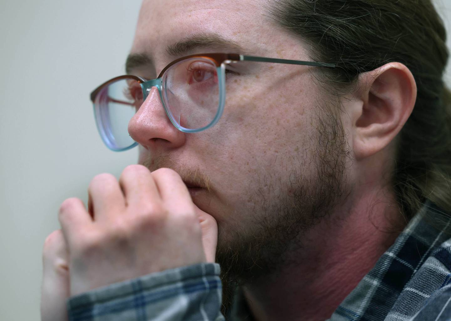 Zayden Rudd, of DeKalb, talks Friday, Nov. 14, 2025, at the Dekalb Public Library about some of the issues surrounding Supplemental Nutrition Assistance Program (SNAP) benefits.