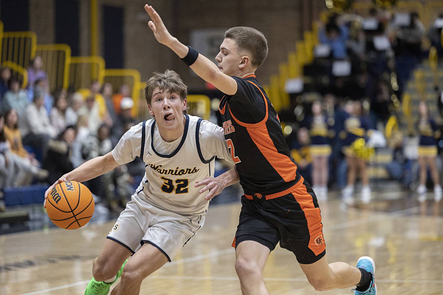 Sterling’s Jack Saathoff works against UT’s Jonathan Drake Friday, Jan. 16, 2026.