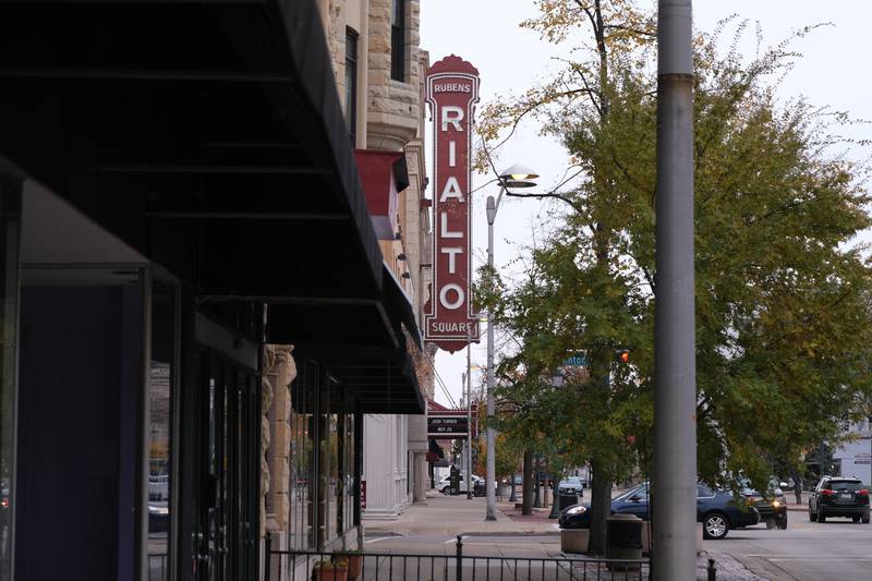 The Rialto Square Theatre along N. Chicago St.