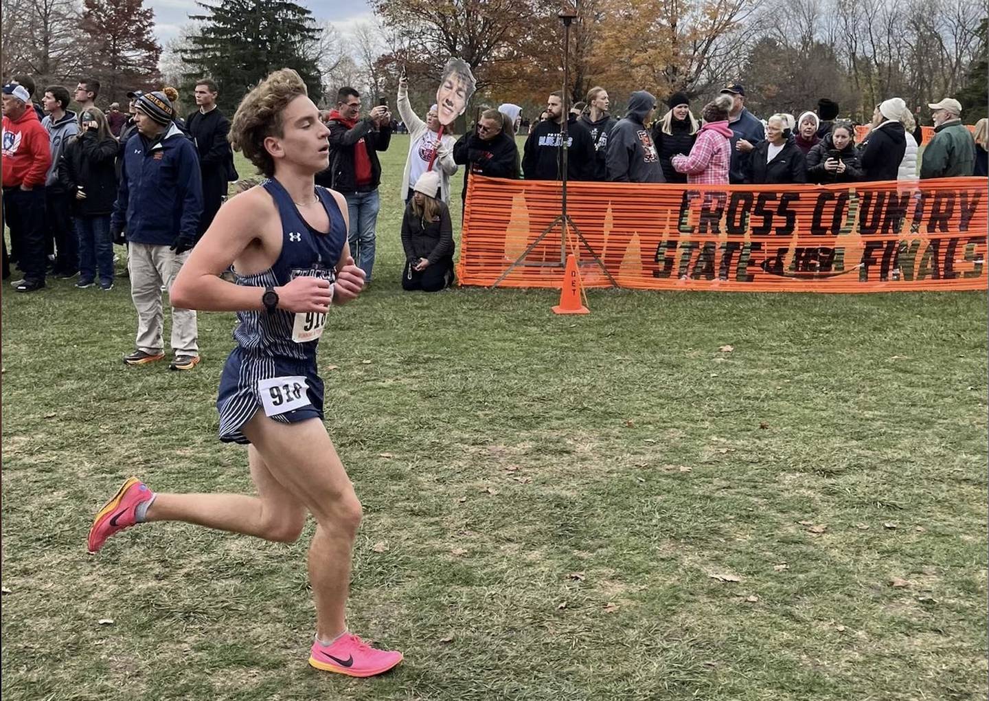 Fieldcrest senior Caleb Krischel runs at the IHSA Class 1A state cross country meet on Saturday, Nov. 9, 2024 in Peoria.