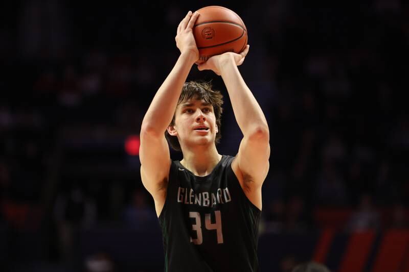 Glenbard West’s Braden Huff takes a free throw against Bolingbrook in the Class 4A semifinal at State Farm Center in Champaign. Friday, Mar. 11, 2022, in Champaign.