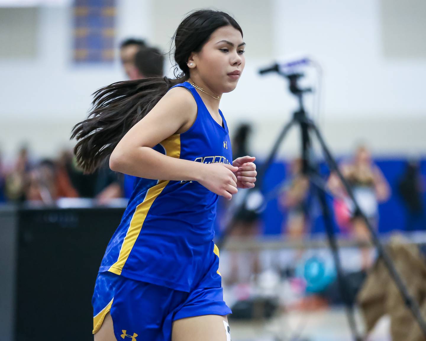 Joliet Central's Jasmine Betencourt runs in the 1600 Wednesday, March 8, 2023 at Joliet Central.