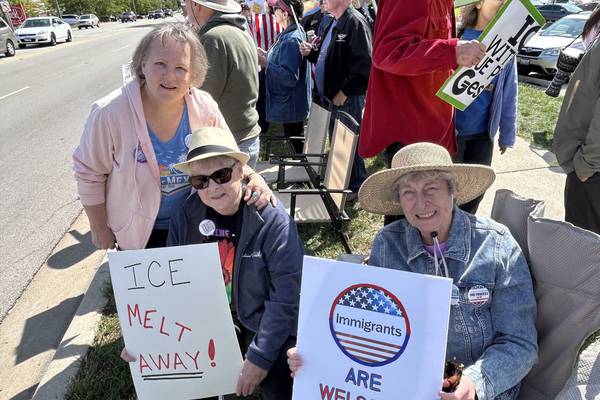 Hundreds turn out for protest against ICE in Wheaton