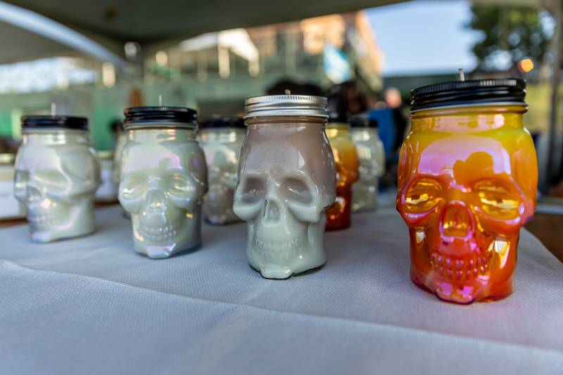 Wicks & Wax offers hand-crafted candles during New Orleans North Festival at Joliet Slammers Stadium on Aug. 15, 2025.