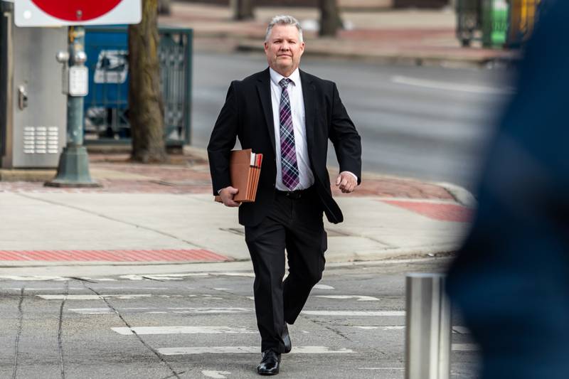 Will County Assistant State's Attorney Michael Fitzgerald arrives at the Will County Courthouse in Joliet on Feb. 24. for the first day of the trial against Joseph Czuba.