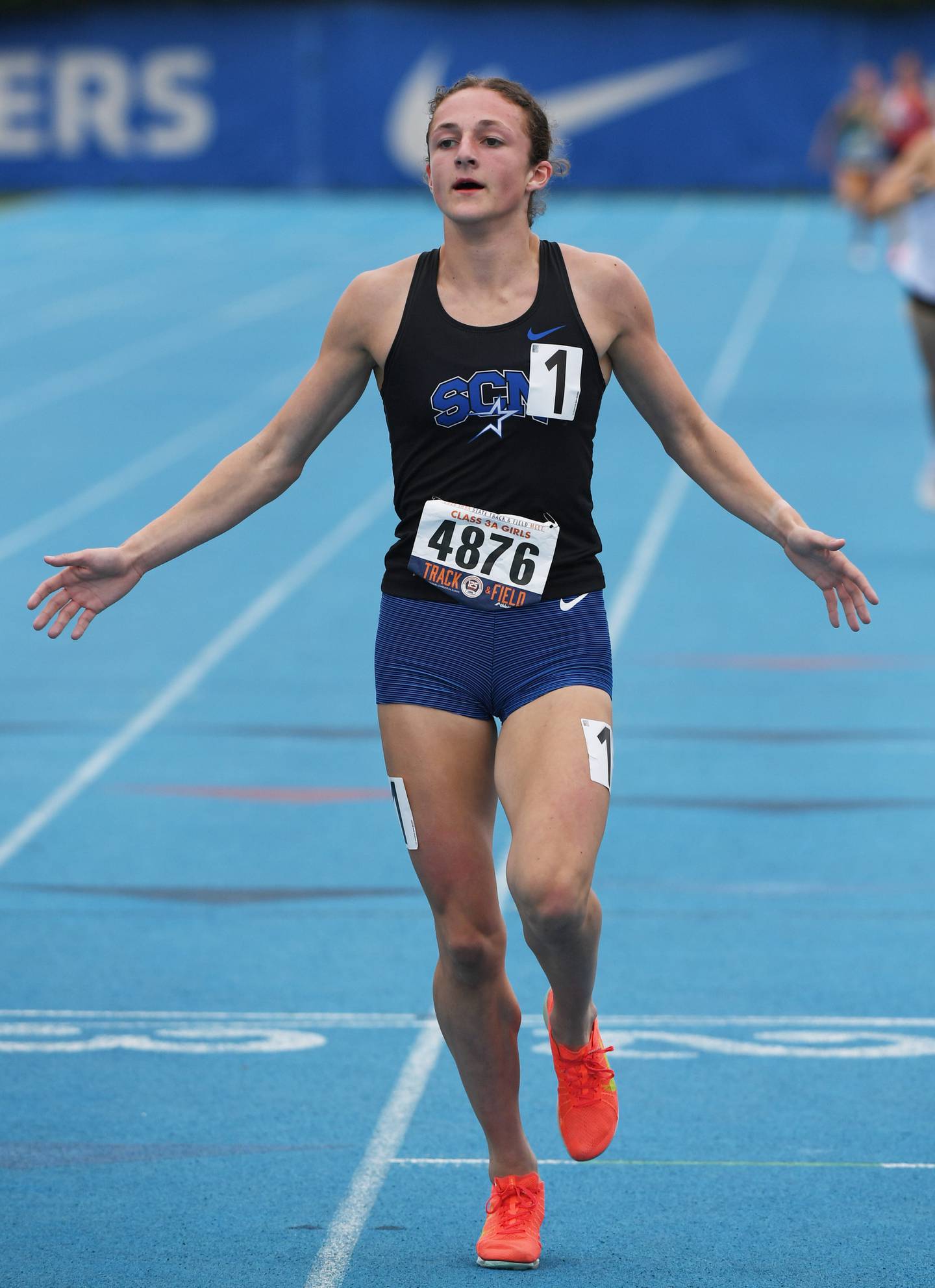 St. Charles North’s Kara Glenn wins the 1,600-meter run during the Class 3A girls track and field state meet at Eastern Illinois University on Saturday, May 23, 2026 in Charleston.