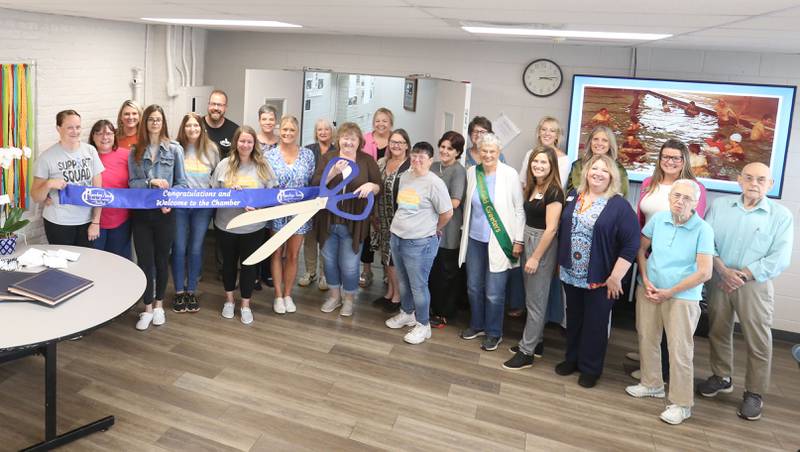 The Princeton Area Chamber of Commerce held a held a ribbon cutting ceremony to celebrate Gateway Services of 55 year of service to the community on Wednesday, Aug. 27, 2025 in Princeton. The event featured a tour of the newly remodeled Ollila Learning Center, meeting with team members and light refreshments. Gateway Services, provides a variety of services to adults with intellectual/developmental disabilities in Bureau, Marshall, and Putnam Counties. 
The non-profit organization started in 1970 by Bill and Barb Ollila. The Ollila’s were longtime supporters of Gateway.  Bill was employed as a Vocational Coordinator for many years, and Barb was active with the Faith-in-Action grant and was later a Gateway to the Future Foundation board member.  “The Ollilas were dedicated to a lifetime of learning and overcoming obstacles, and it seems fitting that we remember them and their final gift with our newly remodeled classroom area,” said Tracy Wright, CEO.  “They were truly a remarkable couple and they never be forgotten.”