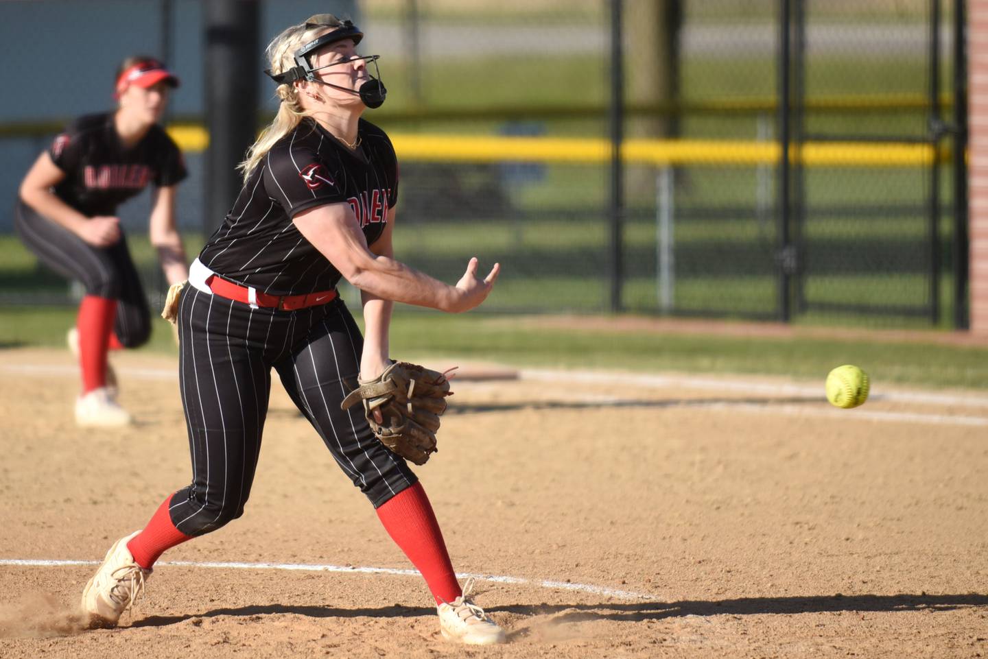Bradley-Bourbonnais' Lydia Hammond throws a pitch during a home game against Sandburg Wednesday, May 13, 2026.