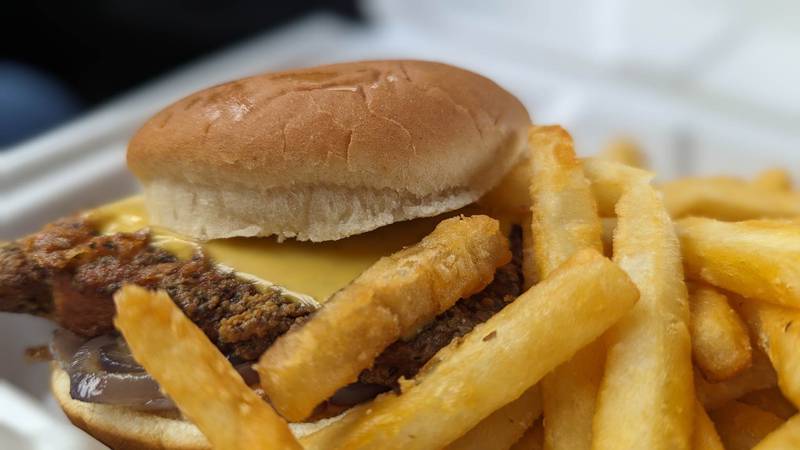 George’s Pork Sandwich, which is served from 11 a.m. to 1 p.m. Thursdays in the cafeteria at Silver Cross Hospital in New Lenox, was developed by George Funches of Crest Hill, who works in the cafeteria. The sandwich consists of a deep-fried pork tenderloin, spicy mayonnaise, grilled onions, American cheese and warmed-up sesame seed bun.