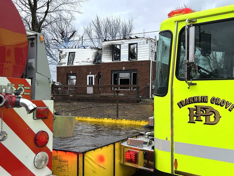 Several fire departments responded to a house fire at 8423 East Illinois route 38 on the afternoon of Wednesday, March 5, 2025. A portion of the state highway, between Chana Road and Brooklyn Road, was closed to allow crews to bring in tankers to help extinguish the blaze.