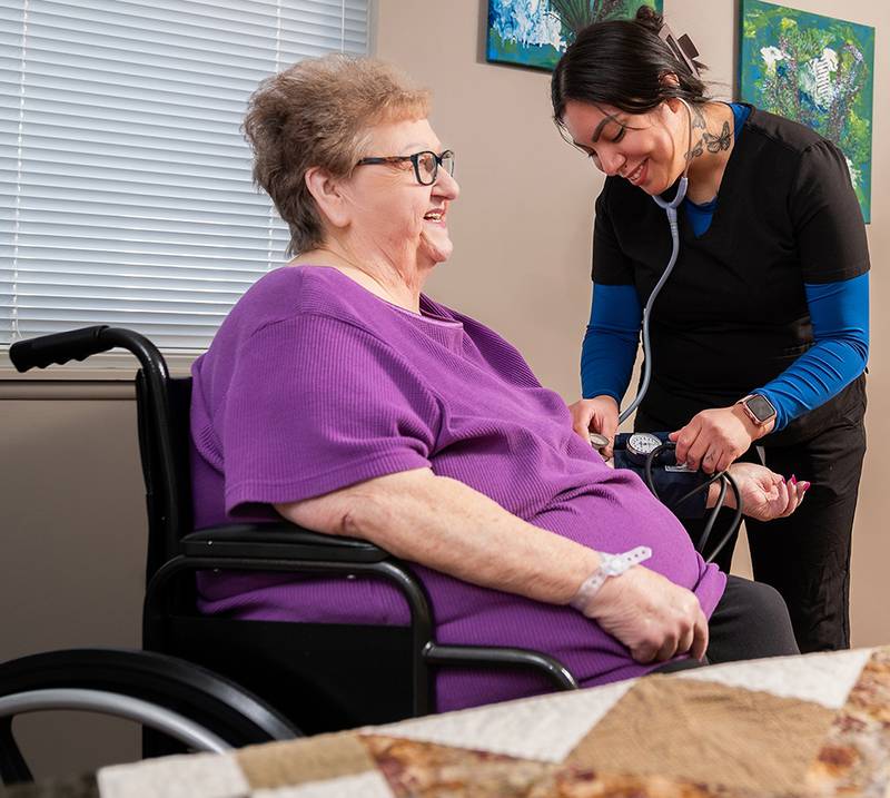 DeKalb County Nursing Home Foundation Fund grant providing resident rooms over-the-bed tables, headboards, footboards, and furniture