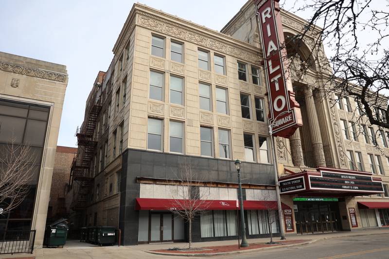 The Rialto Square Theater plans to cover the space where the old Carson’s department store awning hung with a mural.