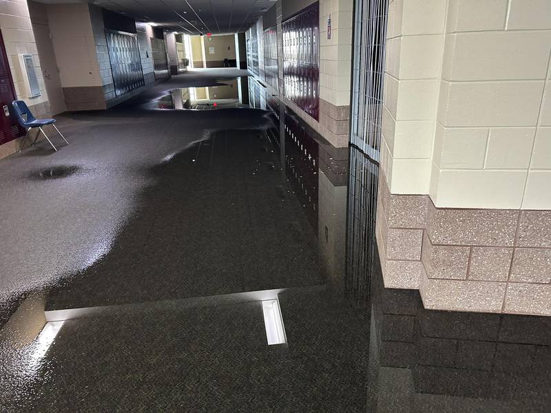 Oswego East High School will remain closed Tuesday because of flooding at the school following a drain pipe malfunction during severe storms that occurred over the weekend.