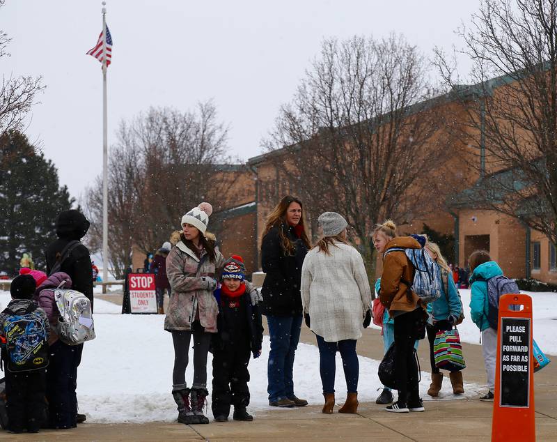 Kaneland parents protest mask mandate outside Elburn elementary school