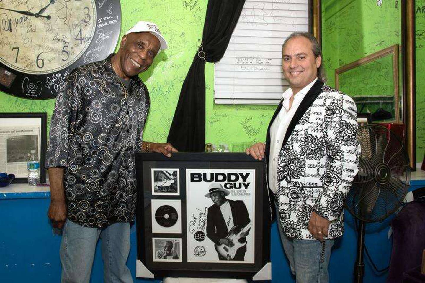 Blues legend Buddy Guy, left, (seen here with Arcada Theatre operator Ron Onesti in this 2023 photo) has headlined the St. Charles venue several times over the years.