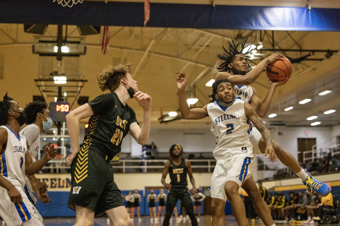 Joliet Central's Jarrell Smith makes a play against Joliet West. Saturday, Feb. 12, 2022, in Joliet.