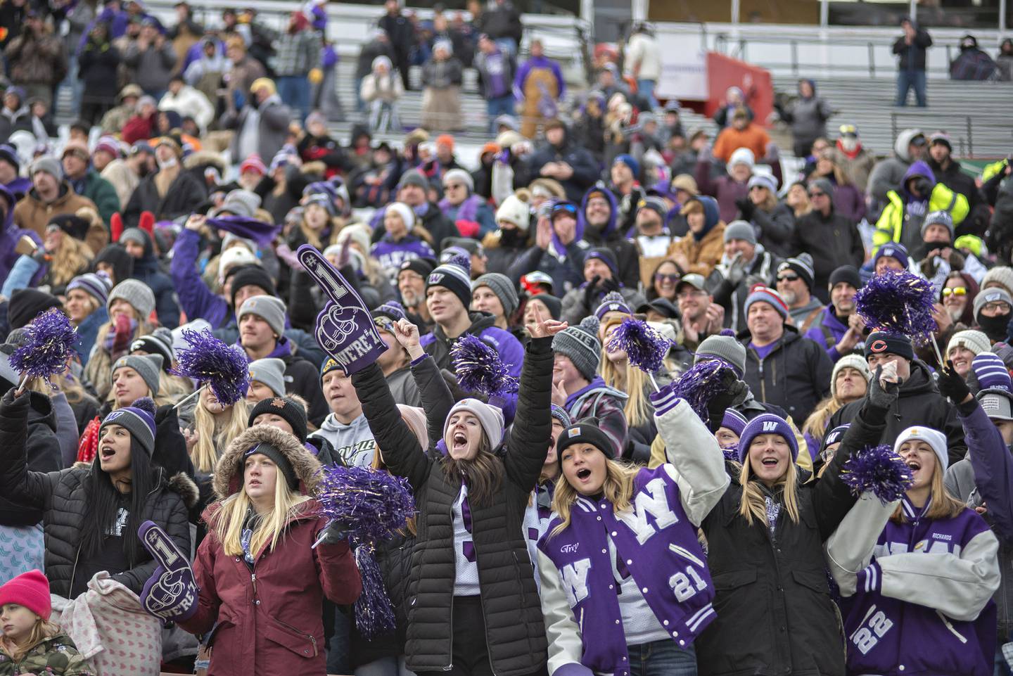 Wilmington fans cheer on their Wildcats in the Class 2A state championship game Friday, Nov. 26, 2021.
