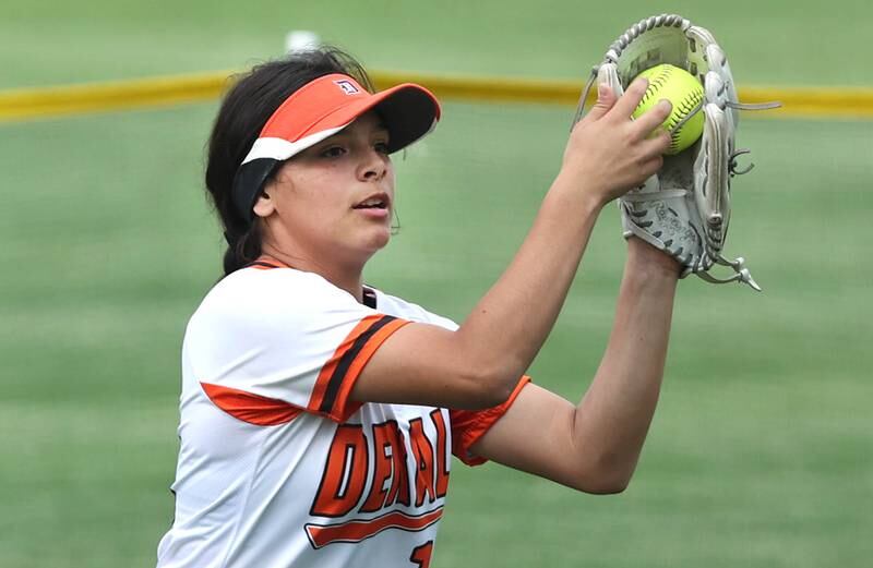 DeKalb's Izzy Aranda makes a catch in left field during their game against Sycamore Friday, May 20, 2022, at Sycamore High School.