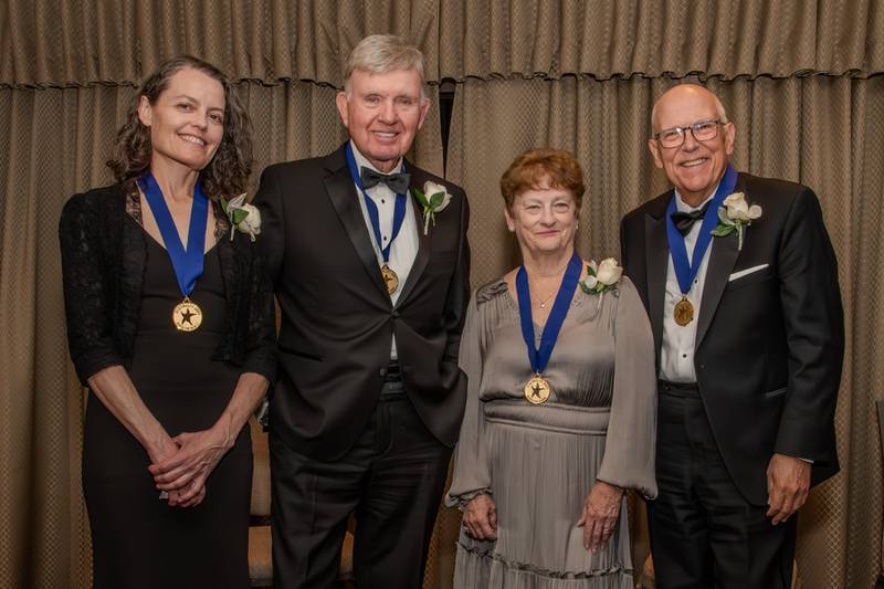 2024 Inductees (l to r) Isabella Lippi, Jerry Rose, Sue Johnson for Bobby Rosengarden and Tom Skilling
