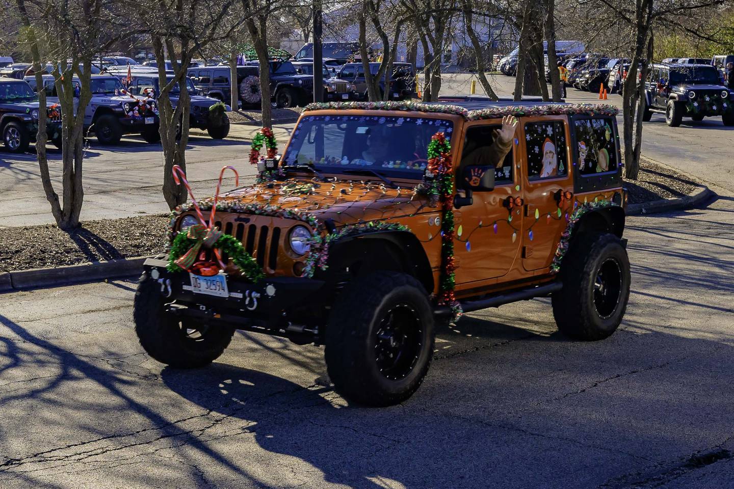 A festive Jeep arrives in Lincolnshire during the 2024 Jeeps on the Run Toys for Tots Run. This year's event departs Ray Chrysler Dodge Jeep Ram in Fox Lake the morning of Sunday, Dec. 7.