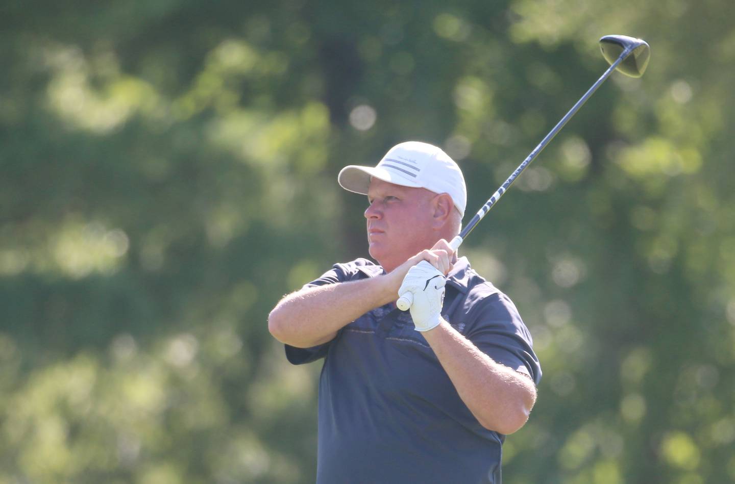 Jerry Joiner tees off during the Illinois Valley Mens Golf Championship on Sunday, July 30, 2023 at Senica's Oak Ridge