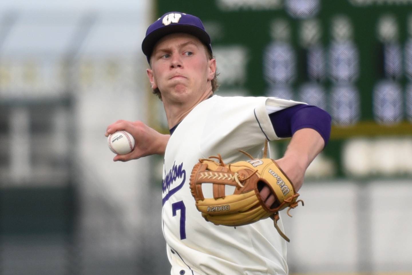 Wilmington's Cooper Holman throws a pitch during a game against Coal City at Coal City Wednesday, April 15, 2026.