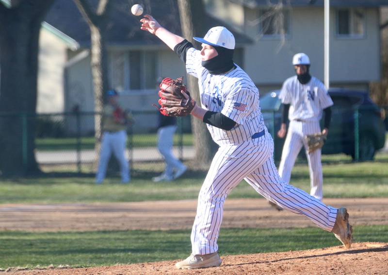 Newark pitcher Colin Shields lets go of a throw to Marquette on Monday, March 23, 2026 at Newark High School.