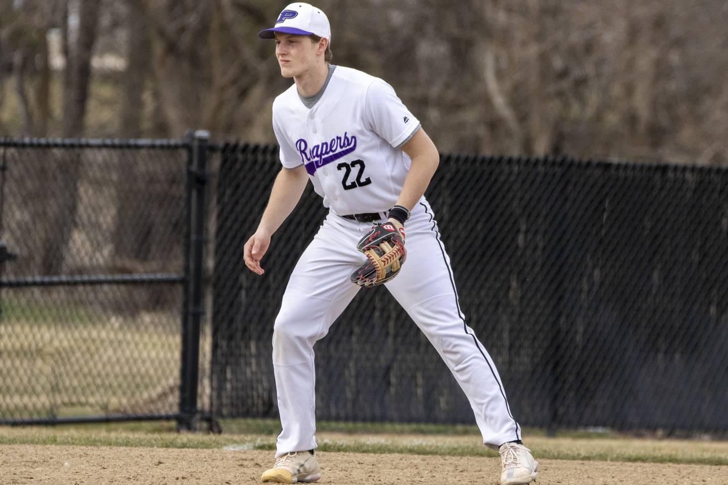 Plano third baseman Sean Earwood waits for a pitch to be delivered during Monday's game with Mendota in Plano.