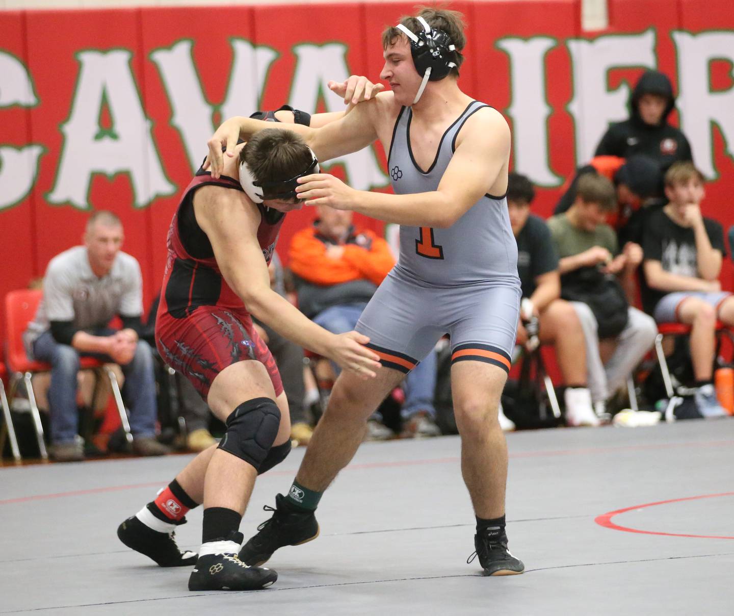 Stretaor's Aydan Radtke wrestles Sandwich's Brandon Moore during a meet on Wednesday, Dec. 13, 2023 in Sellett Gymnasium at L-P High School.