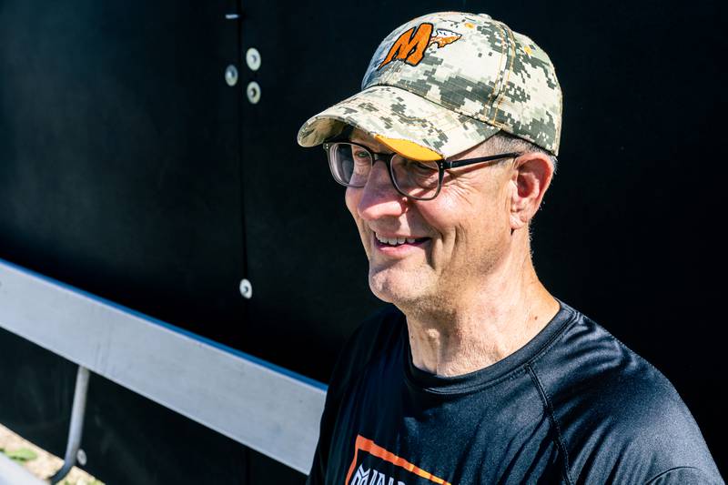 Wes Anderson, Sr., a retired veteran, enjoys working as a substitute teacher and assistant sophomore baseball coach at Minooka High School, as pictured on Sept. 29, 2025.