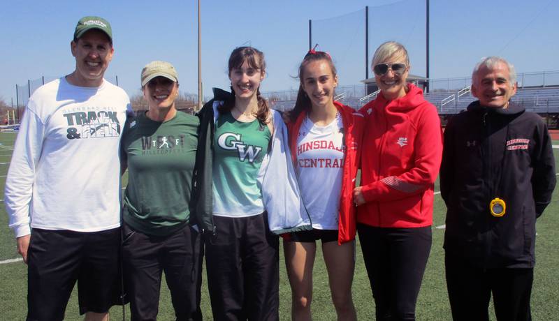 Pictured (from left) Glenbard West's Paul Hass, Kelly Hass, Carlin Hass, Hinsdale Central's Catie McCabe, Sarah McCabe, Mark McCabe.