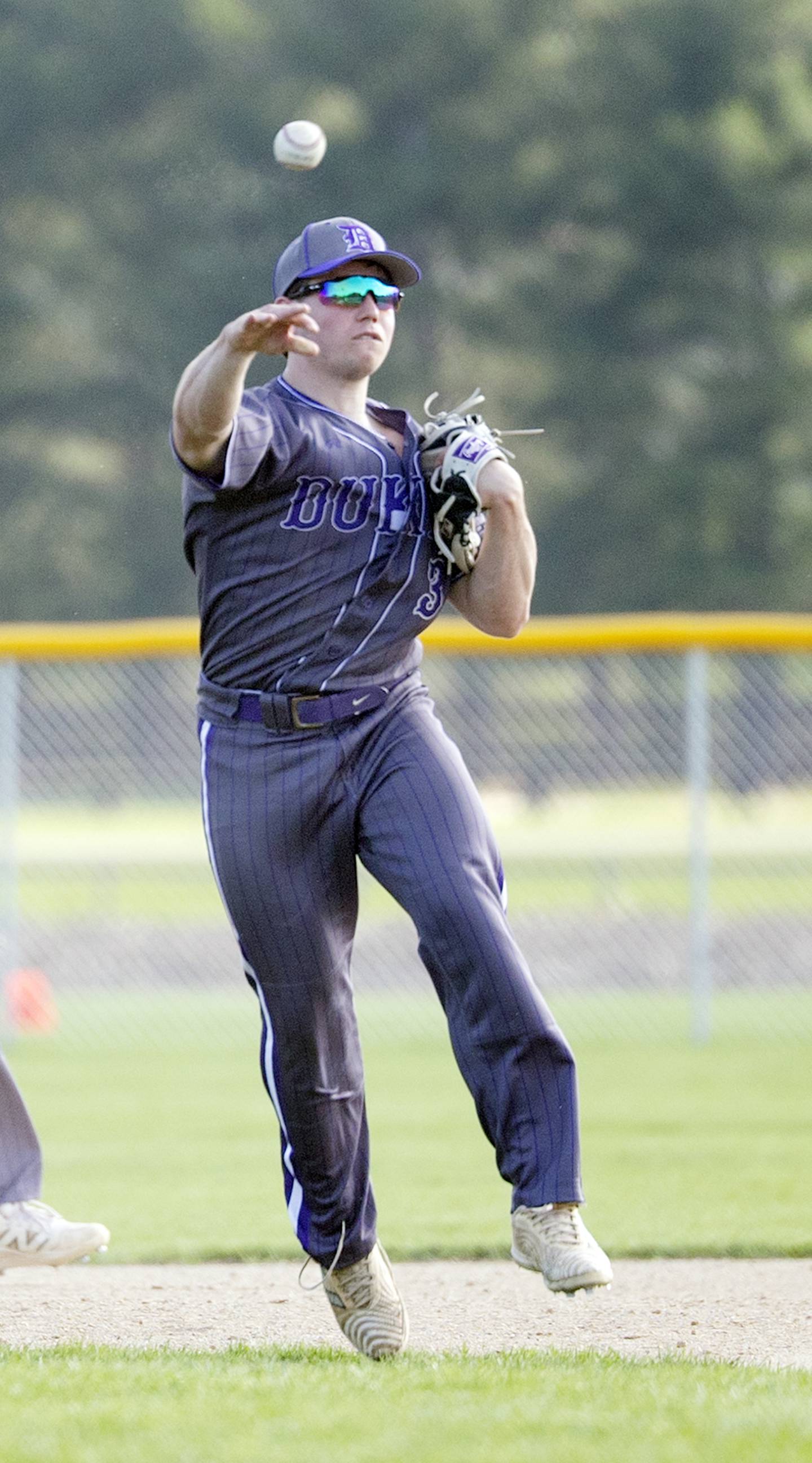 Dixon’s Jake Zepezauer fires to first for an out against Oregon Thursday, April 23, 2026.