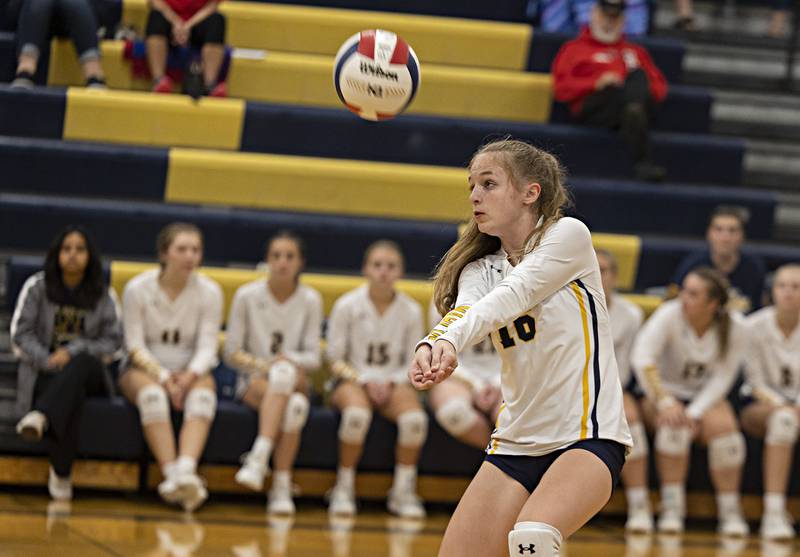 Polo’s Bridget Call passes the ball against Fulton Thursday, Sept. 14, 2023 in Polo.