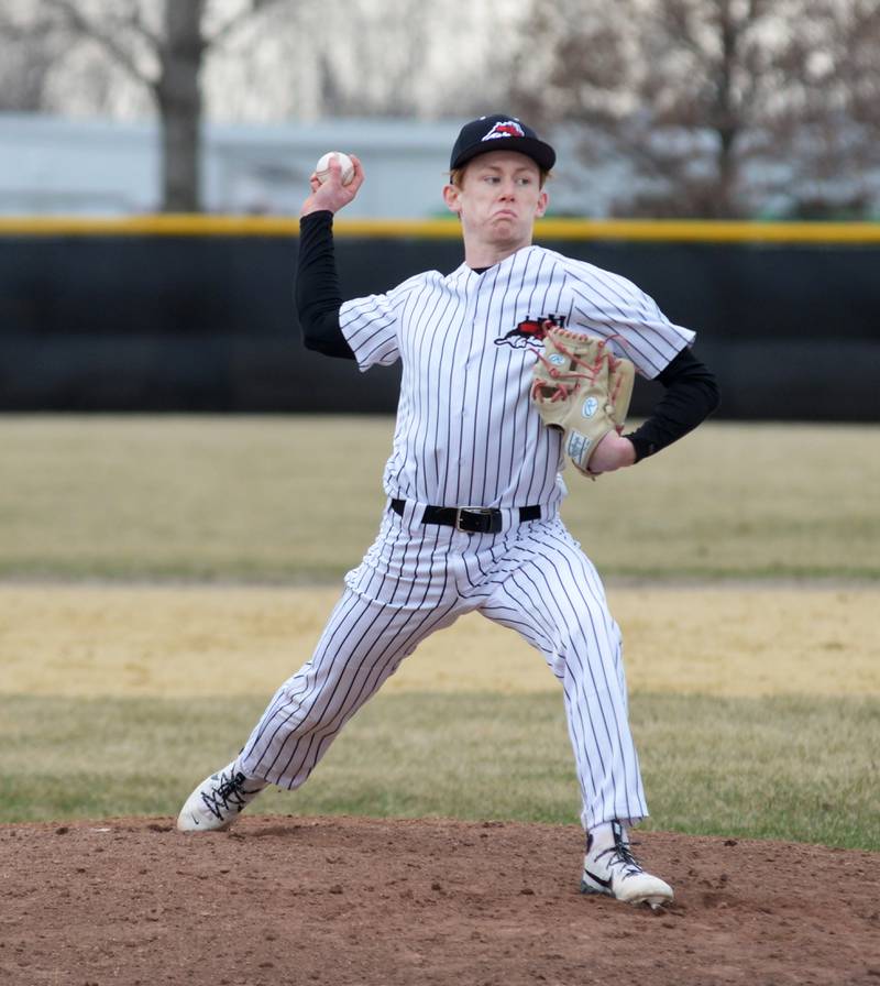 Fulton's Braedon Meyers pitches against Morrison on Friday, March 21, 2025.