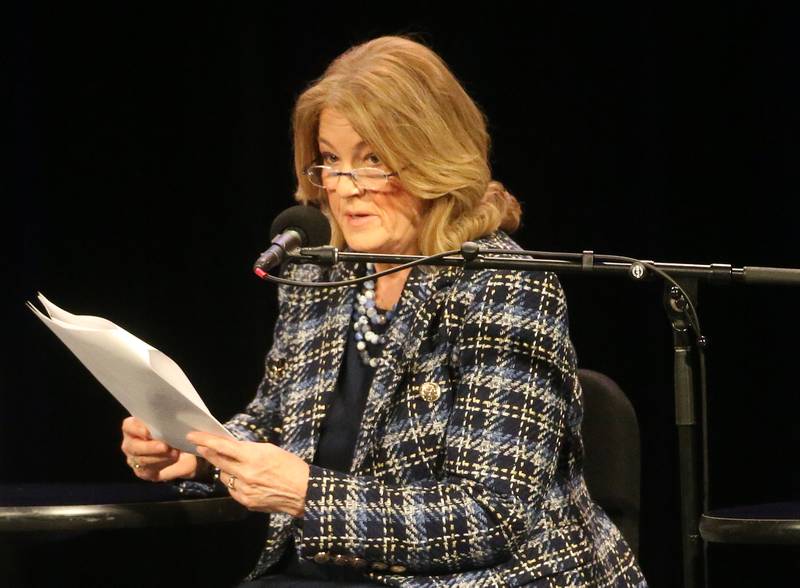 Liz Bishop candidate for the 76th District speaks during a candidate forum on Wednesday, Jan. 24, 2024 at Illinois Valley Community College in Oglesby.