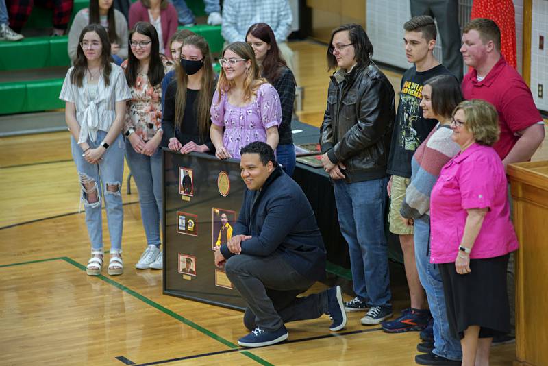 Frank Harts is presented with his RFHS thespian club hall of fame frame Thursday, May 5, 2022.