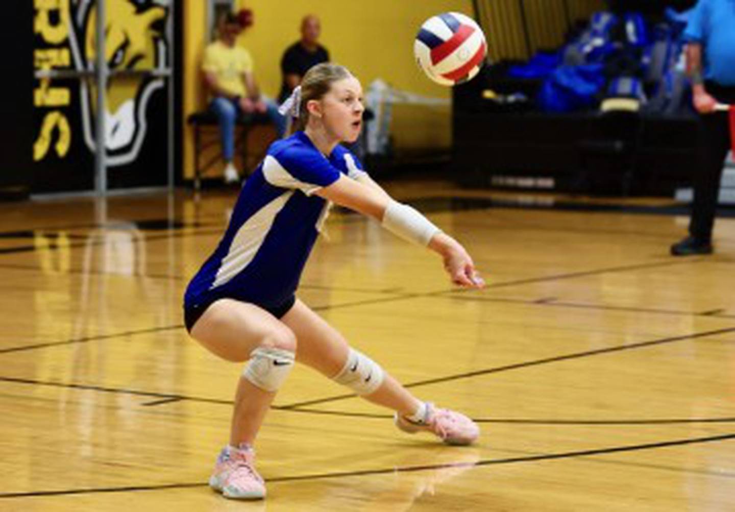 Princeton's Caroline Keutzer makes a pass against Peoria Notre Dame in Tuesday's sectional semifinals at Riverdale.