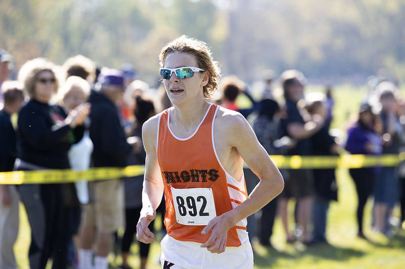 Kaneland’s Evan Nosek finishes second Saturday, Oct. 22, 2022 class 2A cross country regional in Sterling.