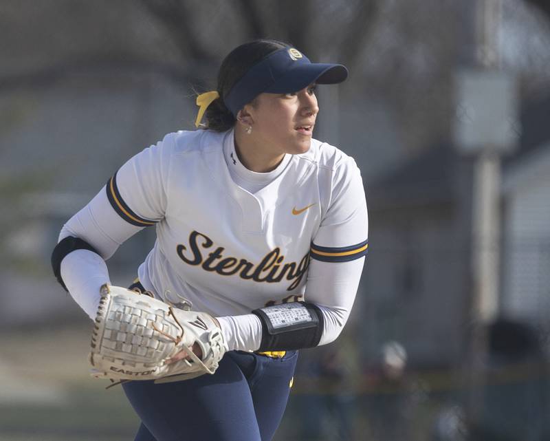 Sterling’s Lily Martinez looks to make a play against Dixon Tuesday, March 24, 2026.
