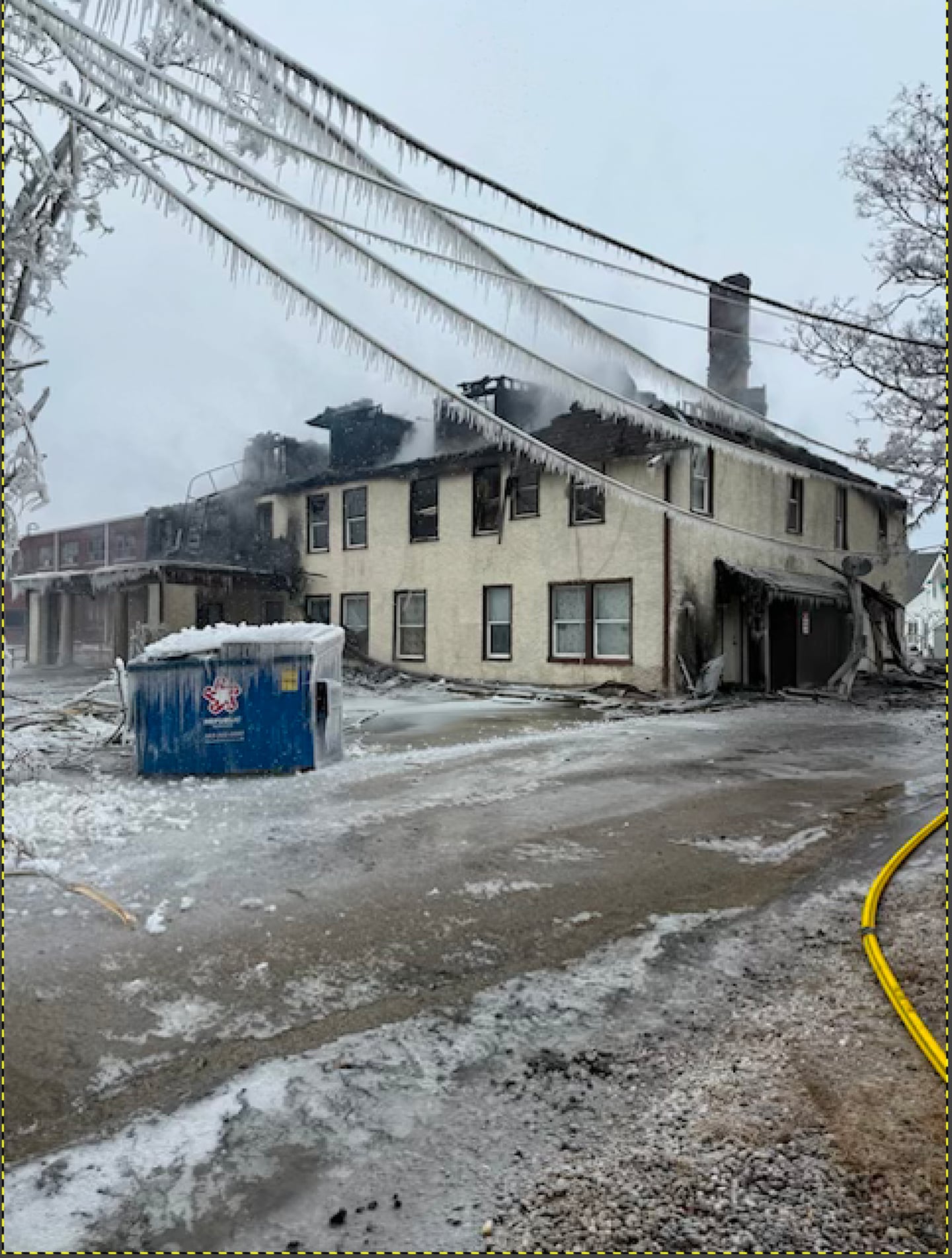Firefighters battled a blaze Sunday at 201 11th Ave., Fulton, in wind chills as low as 14 degrees below zero.