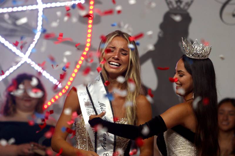 Olivia Pawlak of Huntley is crowned Miss McHenry County at the McHenry County Fair in Woodstock on Tuesday, July 30, 2024.