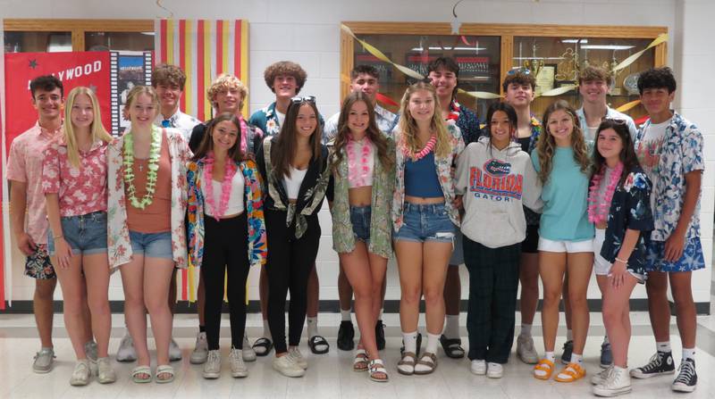 The 2022 Yorkville High School homecoming court includes: back row from left, Niccolo Porretta, Nick Kuntz, Colton Spychalski, Jackson Hawkinson, Gio Zeman, TJ Gardner, Rowen O'Hara, Brody WIlliams, Carson Wrecenyar; front row from left, Annie Wolf, Corina Breck, Lila Tellone, Rilee Petrusa, Katlyn Schraeder, Natilee Setchell, Laura Lones, McKenna Calloway, Ava Partida.