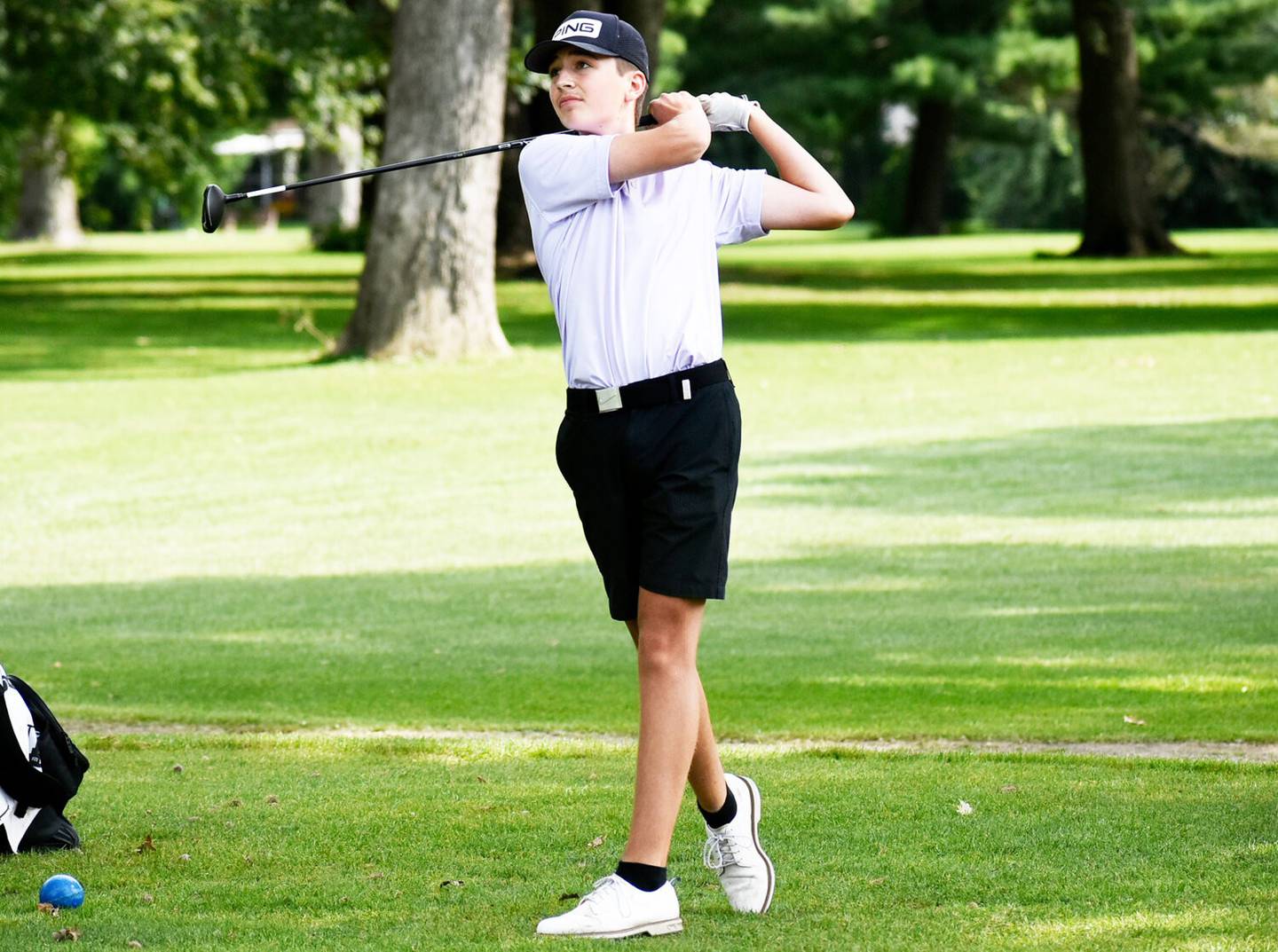 Rochelle's Alex Dyer tees off on the first hole at Fairways Golf Course. Dyer returns after earning All-Interstate 8 honors as a sophomore in 2024.