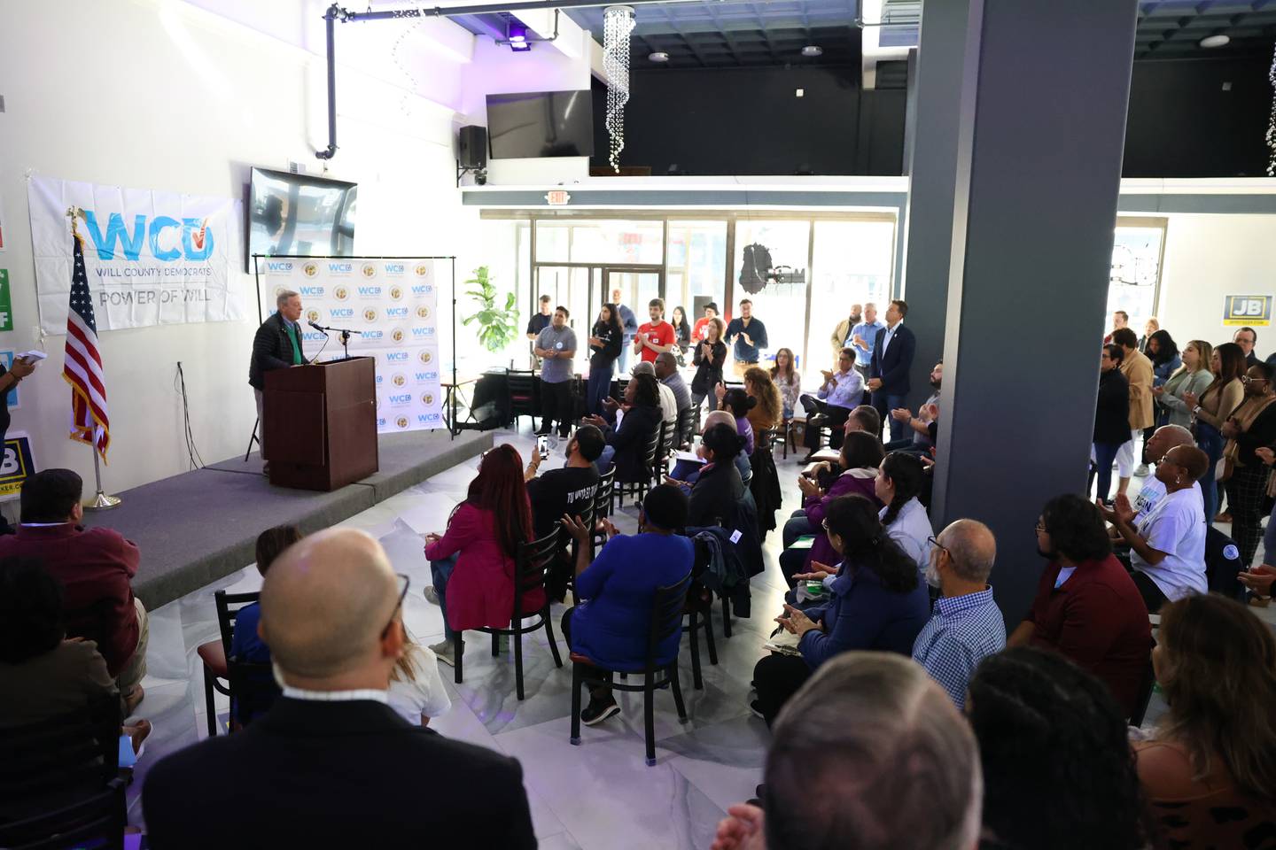 Senator Dick Durbin speaks at the Will County Latinx Day of Action, an effort to talk with and engage with Latinx voters, at El Camaleon Bar and Grlll in Joliet. Saturday, Oct. 1, 2022, in Joliet.