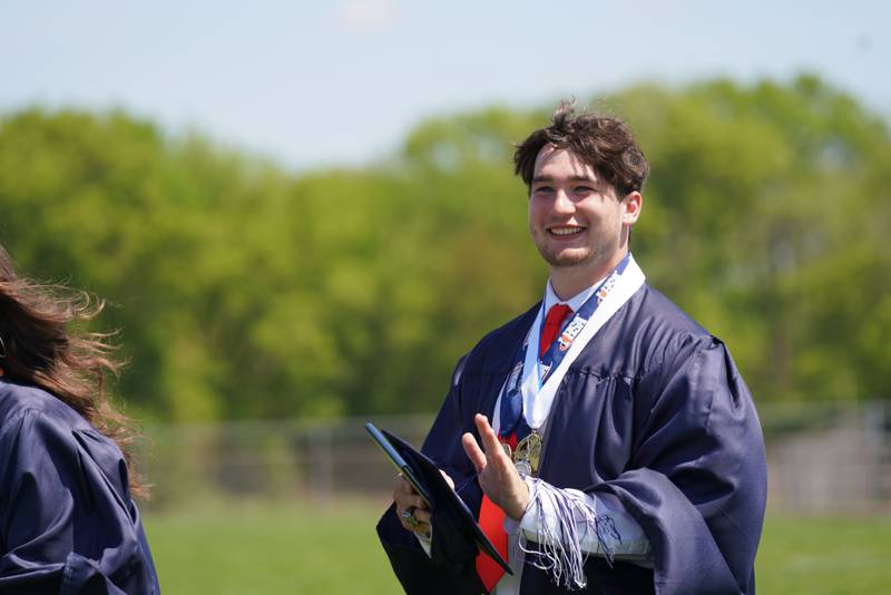 Members of the Cary-Grove High School class of 2026 celebrate their commencement on May 16, 2026.