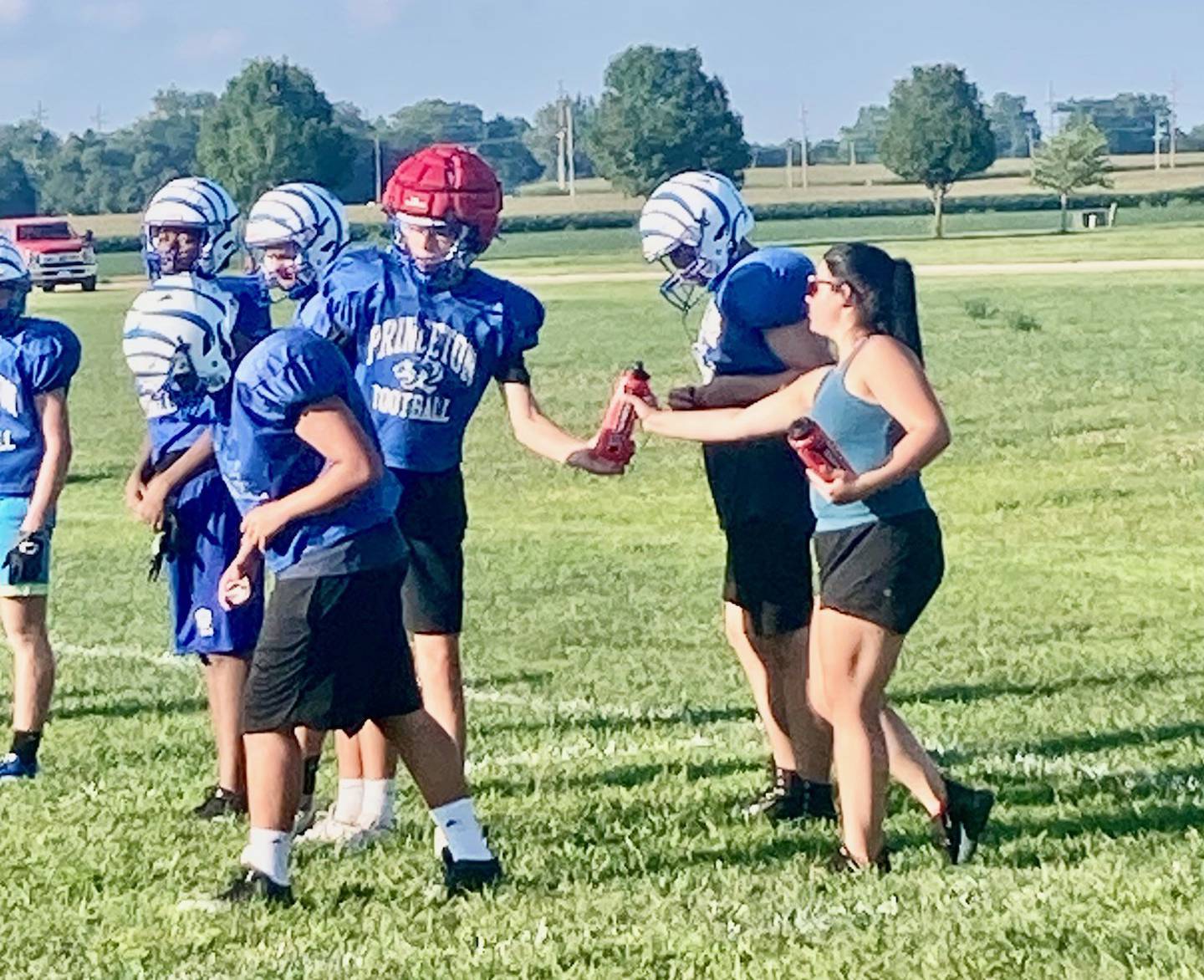 Princeton senior manager Riley Rauh kept the Tigers football team hydrated during Thursday, Aug. 14 practice. PHS coach ryan Pearson said the Tigers to have their managers this season, Rauh, Addison Dever and Paityn Lucas.