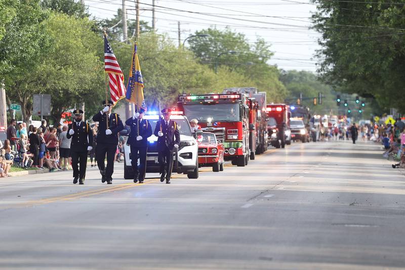 Lockport Police and FIre Departments lead the Old Canal Days Parade on Friday June 7, 2024 in Lockport.